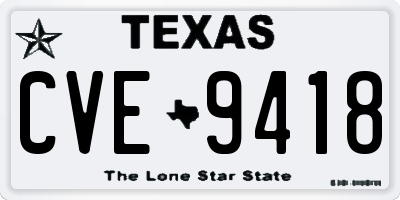 TX license plate CVE9418