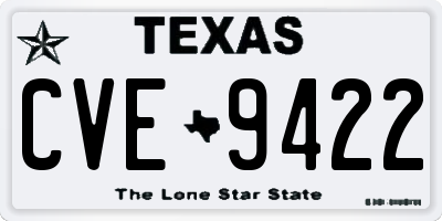 TX license plate CVE9422