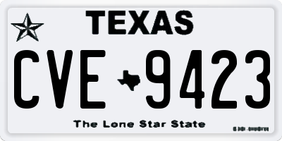 TX license plate CVE9423