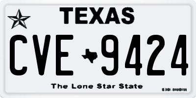TX license plate CVE9424