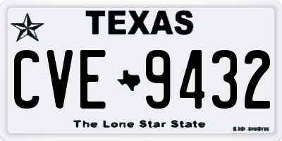 TX license plate CVE9432