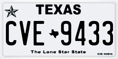 TX license plate CVE9433