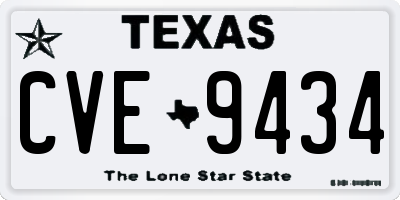 TX license plate CVE9434