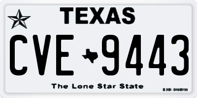 TX license plate CVE9443