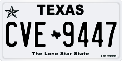 TX license plate CVE9447