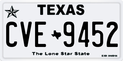 TX license plate CVE9452