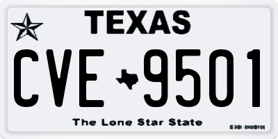 TX license plate CVE9501