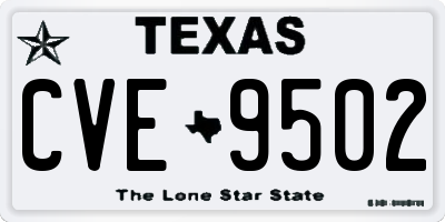 TX license plate CVE9502