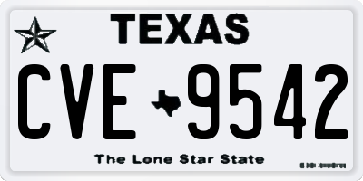 TX license plate CVE9542