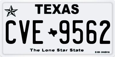 TX license plate CVE9562