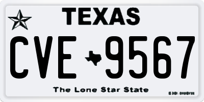 TX license plate CVE9567