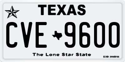 TX license plate CVE9600