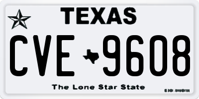 TX license plate CVE9608
