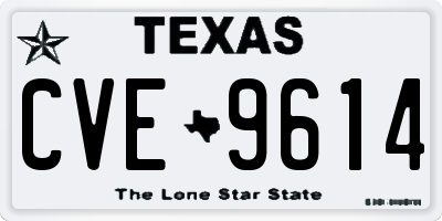 TX license plate CVE9614