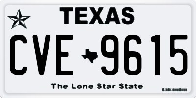 TX license plate CVE9615