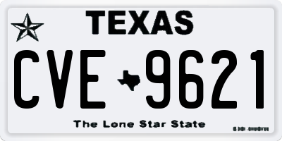 TX license plate CVE9621