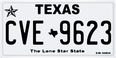 TX license plate CVE9623