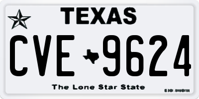 TX license plate CVE9624