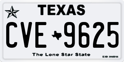 TX license plate CVE9625