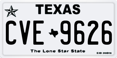 TX license plate CVE9626