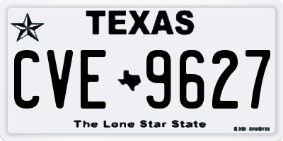 TX license plate CVE9627