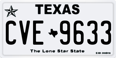 TX license plate CVE9633