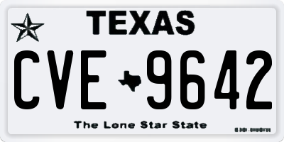 TX license plate CVE9642