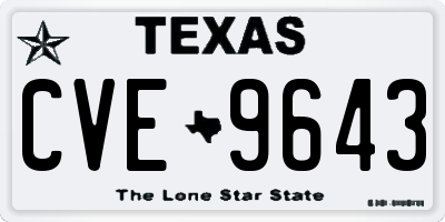 TX license plate CVE9643