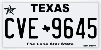 TX license plate CVE9645