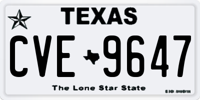 TX license plate CVE9647
