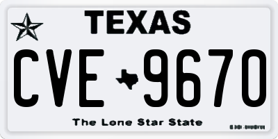 TX license plate CVE9670