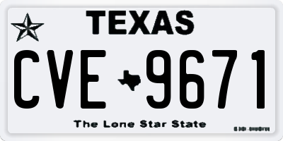 TX license plate CVE9671
