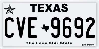 TX license plate CVE9692