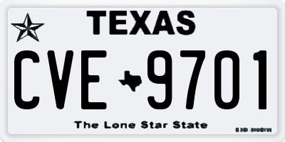 TX license plate CVE9701