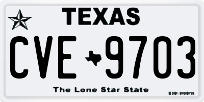 TX license plate CVE9703