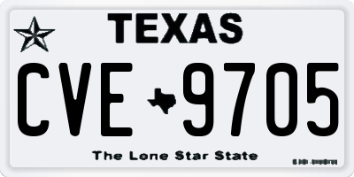 TX license plate CVE9705
