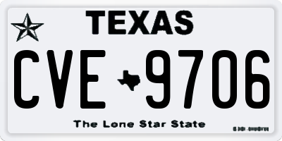 TX license plate CVE9706