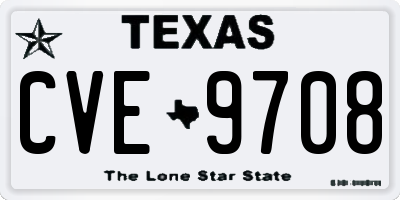 TX license plate CVE9708