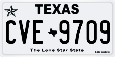 TX license plate CVE9709