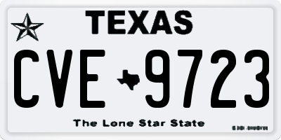TX license plate CVE9723