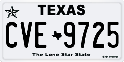 TX license plate CVE9725