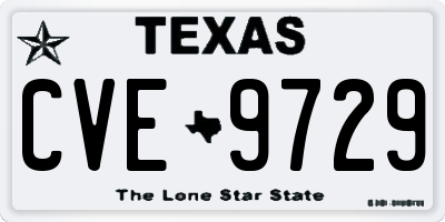 TX license plate CVE9729