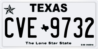 TX license plate CVE9732