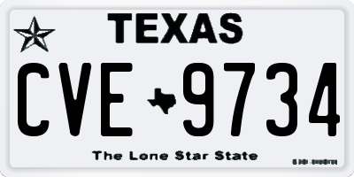 TX license plate CVE9734