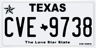 TX license plate CVE9738