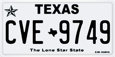 TX license plate CVE9749
