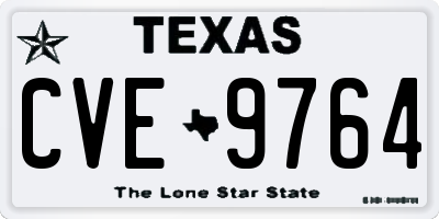 TX license plate CVE9764