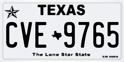 TX license plate CVE9765
