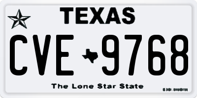 TX license plate CVE9768