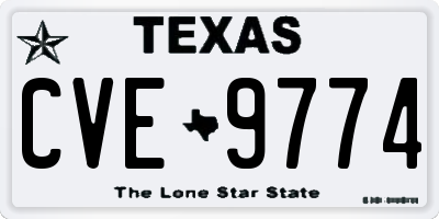 TX license plate CVE9774